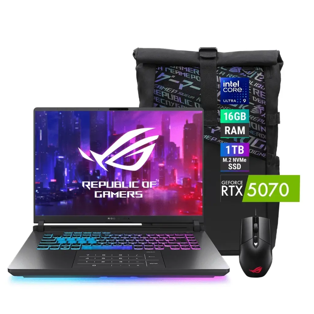 Laptop ASUS ROG Strix G18 G815LR-S9118W, 18" 2.5K IPS, Intel Core Ultra 9 275HX hasta 5.5GHz, Ram 16GB DDR5, Disco SSD 1TB, RTX 5070 12GB, Windows 11 Home.