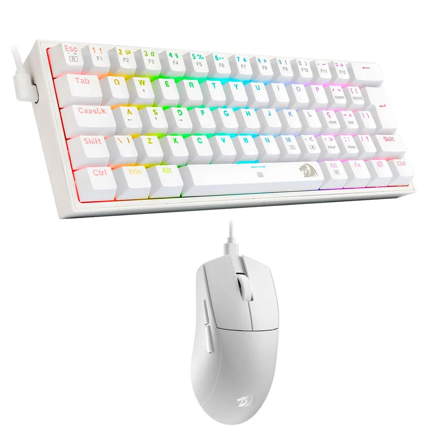 Kit Redragon S143W 2 en 1: Teclado K617RGB Fizz y Mouse M724 WHITE.