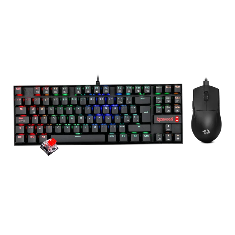 Kit Combo Redragon S145-SP Teclado Mecanico KUMARA RGB Red Switch + Mouse M724 BLACK.