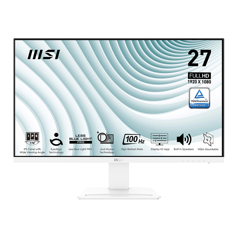 Monitor Plano MSI PRO MP273AW, 27" FHD/IPS/HDMI/DP/VGA/Line-In Altavoces Integrados x2