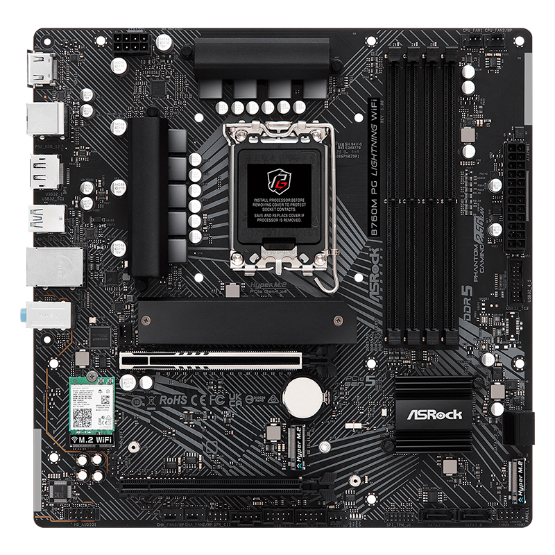 Placa Madre ASROCK B760M PG Lightning WiFi, Chipset Intel B760, LGA1700, mATX
