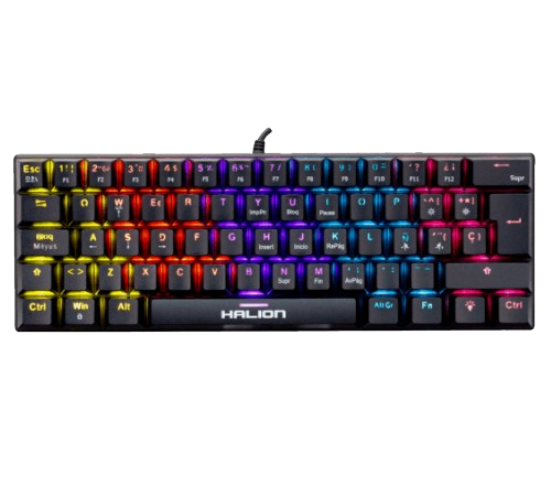 Teclado Mecanico HALION COMANCHE 62 KM201 Rainbow SWITCH ROJO