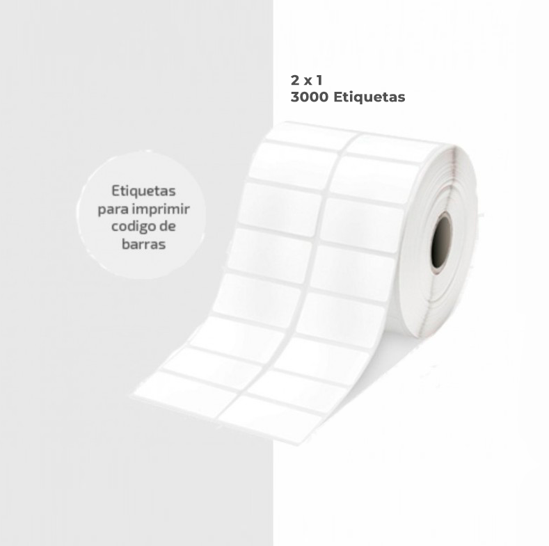 Papel Etiqueta 2000U, 2 Columnas, T1 2X1 5 CM X 2.5 CM