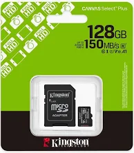 Memoria Micro Sd Kingston 128Gb Canvas Select Plus Con Card Adaptador, Clase 10, Uhs-I, U1, V10, A1, 150Mb/S