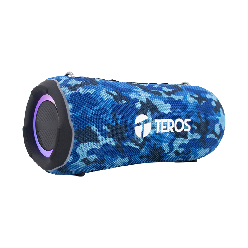 Parlante TEROS Ultra TE-6046BM, BT 5.3, RGB, TWS, Azul Militar Camuflado.