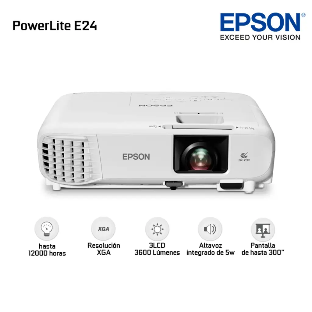 Proyector Epson PowerLite E24 XGA 1024x768 3600 Lumens 3LCD