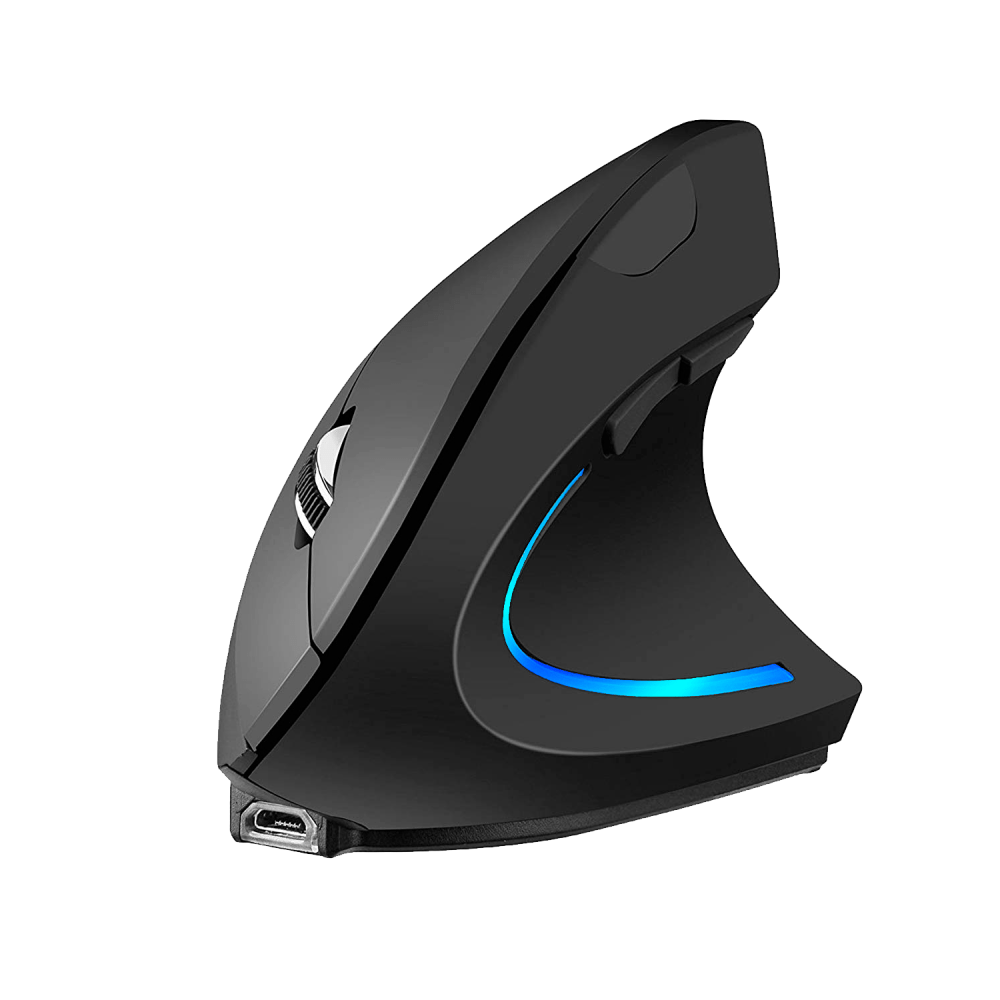 Mouse Inalambrico KREED Ergonomico Recargable, Negro mate