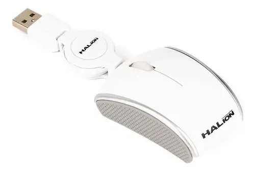 Mouse Halion Avenger Mini HA-M480, Retractil, Blanco.