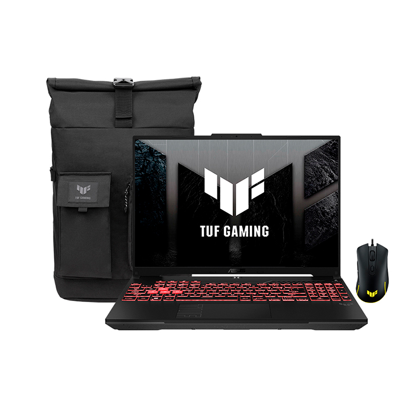 Laptop ASUS TUF A16, 16" WUXGA, AMD Ryzen 7 7445HS Hasta 4.7 GHz, Ram 16GB DDR5, Disco SSD 512GB, Nvidia RTX4050 6GB, MOCHILA+MOUSE GAMING 
