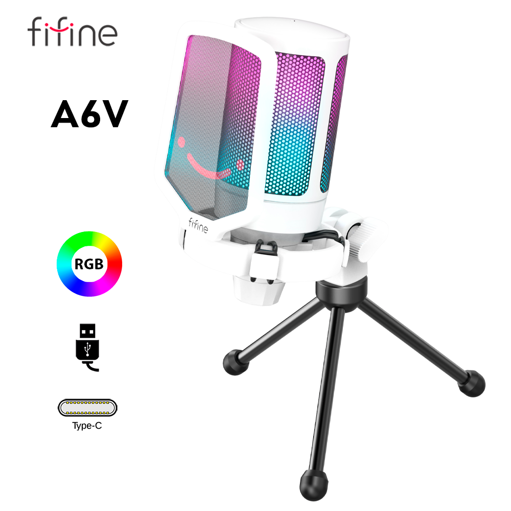 Microfono Gaming FIFINE Ampligame A6V, Blanco.