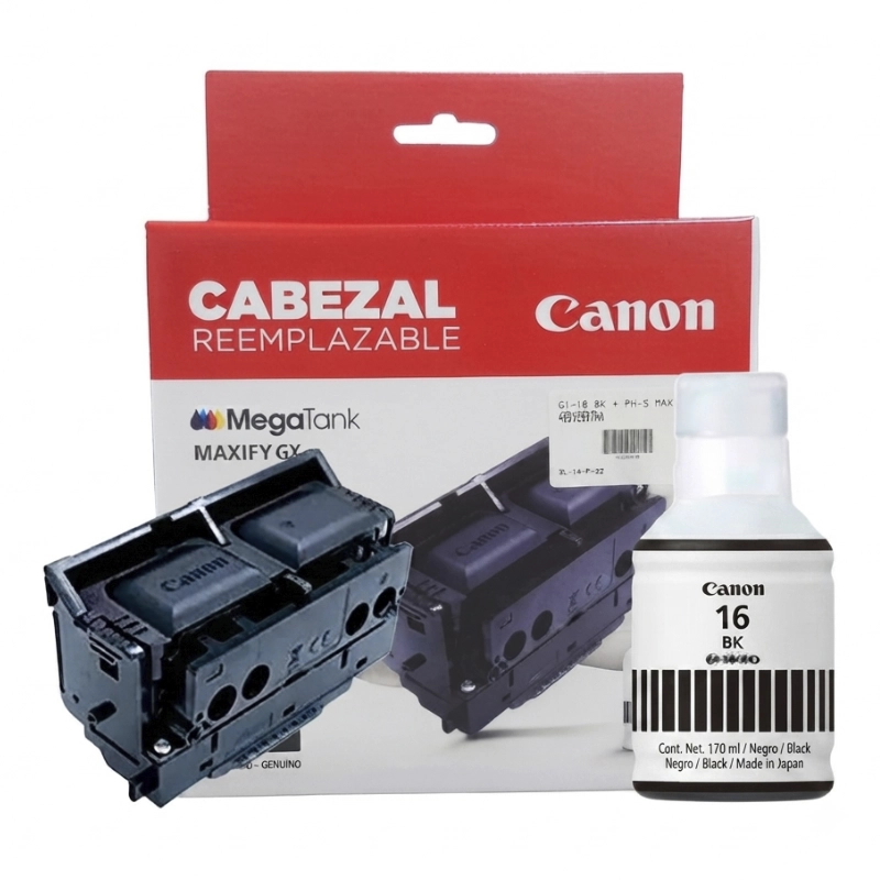 Kit de cartuchos Canon GI-16 BK + Cabezal PH-S