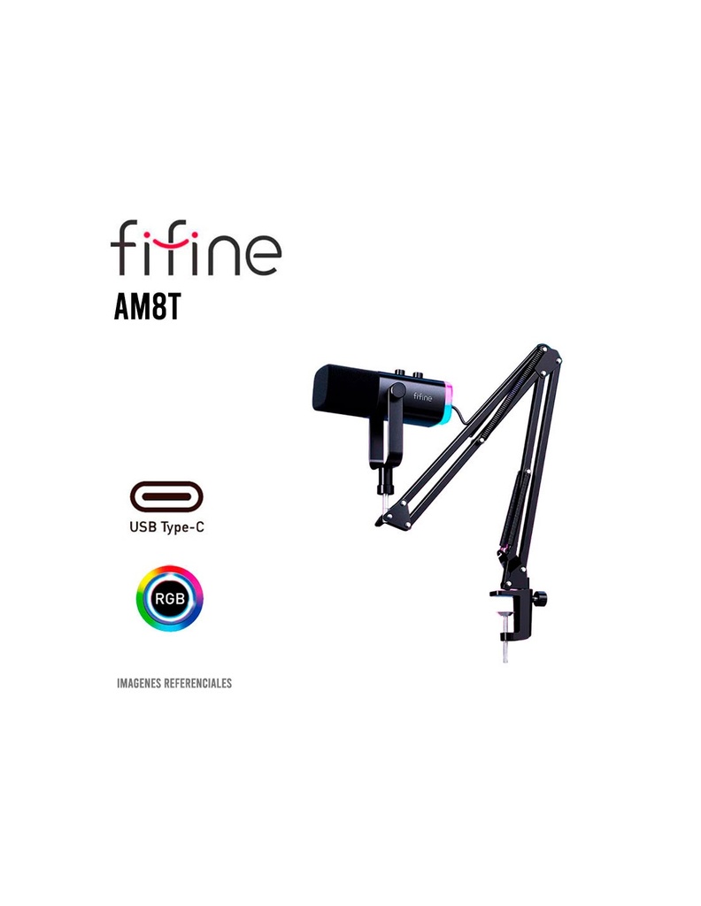  Micrófono con brazo articulado Fifine AM8TB gaming Black