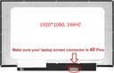 Pantalla SLIM 15.6" (40 PINES) DER (1920*1080) Sin Ganchos 144Hz.