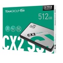 Disco Solido TeamGroup CX2, 512GB, SATA 6.0 Gb/s, 2.5", ECC, DC +5V.