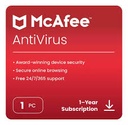 Antivirus MCafee 1PC 1 Año, Licencia Virtual.