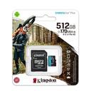 Memoria micro-SD Kingston Canvas Go! Plus, 512GB, con Adaptador SD