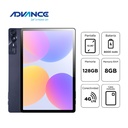 Tablet Advance NovaPad NP6070, 10.95" IPS 1920*1200, 8GB RAM, 128GB, Android 14 , 4G LTE Procesador T616 Octa-Core, ranura microSD (hasta 128 GB), Conectividad Wireless 802.11 a/b/g/n/ac, Bluetooth, GPS, Cámara Frontal 8.0MP / Cámara Posterior 13 MP + 2.0 MP , Metal Case.