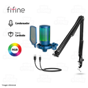 Microfono USB Fifine A6T RGB Azul + Soporte de brazo